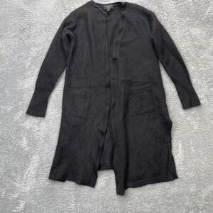 Charter Club Sweater Womens Medium Black Cardigan Cashmere Tight Knit Open Front